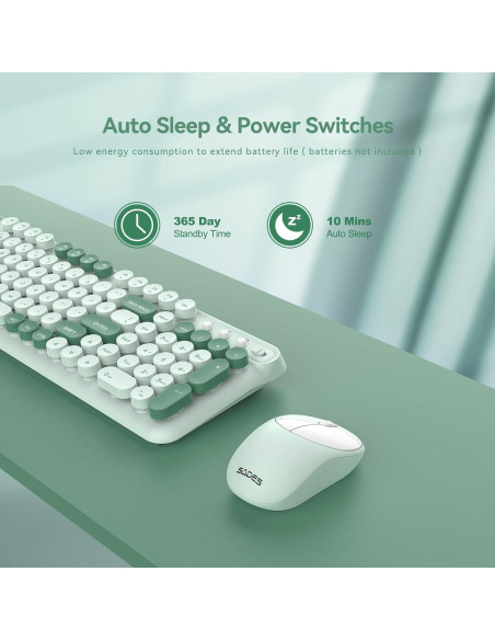 Combo Teclado y Ratón Inalámbricos LETTON K03 Verde Menta Combo Teclado y Ratón Inalámbricos LETTON K03 Verde Menta