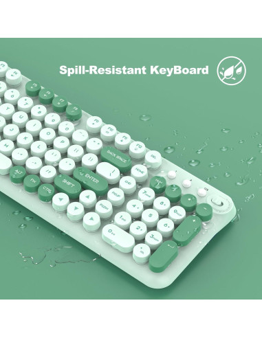 Combo Teclado y Ratón Inalámbricos LETTON K03 Verde Menta