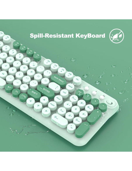 Combo Teclado y Ratón Inalámbricos LETTON K03 Verde Menta Combo Teclado y Ratón Inalámbricos LETTON K03 Verde Menta