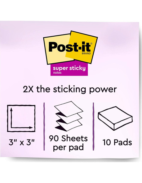 Notas Adhesivas Super Sticky Post-it 3x3 cm 10 Blocs Energy Boost Notas Adhesivas Super Sticky Post-it 3x3 cm 10 Blocs Energy Boost