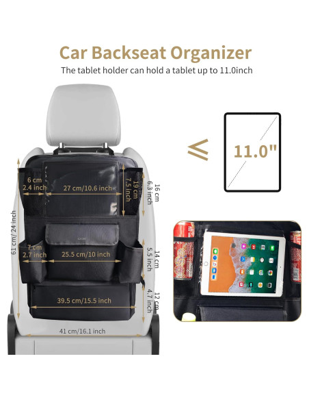 Organizador de Asiento Trasero LUCMO con Soporte para Tableta - Negro Organizador de Asiento Trasero LUCMO con Soporte para Tableta - Negro
