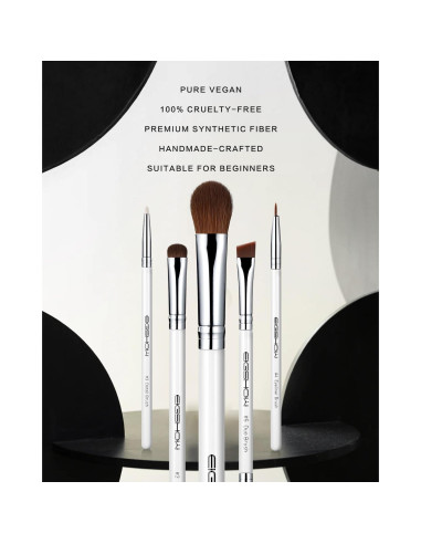 Juego de Brochas para Ojos EIGSHOW 5 Piezas Veganas Blanco