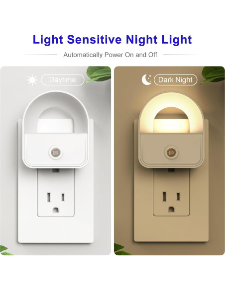 Paquete de 6 luces nocturnas LED YRWXZYO con sensor automático Paquete de 6 luces nocturnas LED YRWXZYO con sensor automático