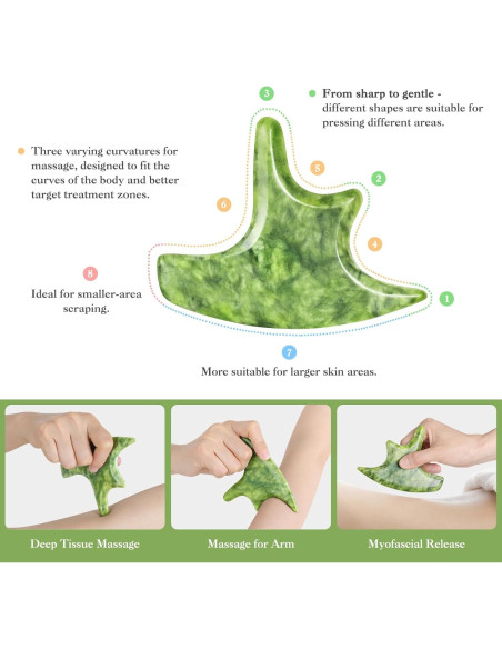 Juego de 3 Herramientas de Masaje Gua Sha Mierbai Jade 10.67 cm Juego de 3 Herramientas de Masaje Gua Sha Mierbai Jade 10.67 cm