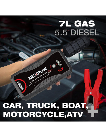 Arrancador de Coche NEXPOW Q10S 1500A 12V Litio con USB Arrancador de Coche NEXPOW Q10S 1500A 12V Litio con USB