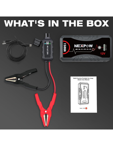 Arrancador de Coche NEXPOW Q10S 1500A 12V Litio con USB Arrancador de Coche NEXPOW Q10S 1500A 12V Litio con USB