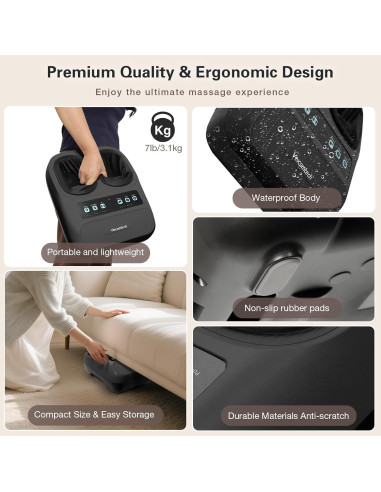 Masajeador de pies Shiatsu Veicomtech HK712 con calor y compresión