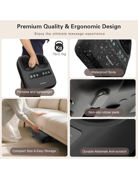 Masajeador de pies Shiatsu Veicomtech HK712 con calor y compresión Masajeador de pies Shiatsu Veicomtech HK712 con calor y compresión