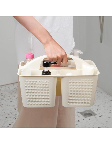 Cesta de Ducha Portátil UUJOLY Beige, Organizador 3 Compartimentos Cesta de Ducha Portátil UUJOLY Beige, Organizador 3 Compartimentos