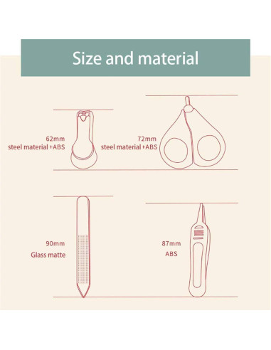 Kit de Cuidado de Uñas para Bebés Emoly 4 en 1 Acero Inoxidable