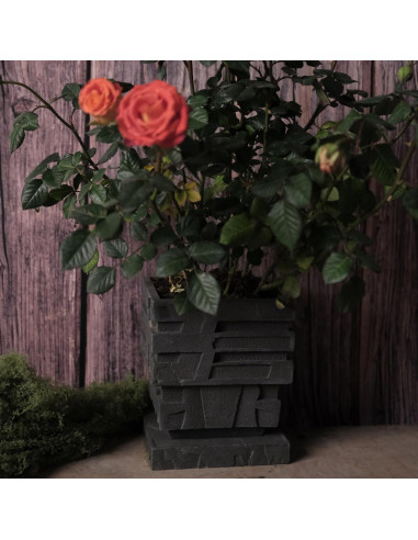 Maceta Cuadrada de Resina Forkai 13.5cm con Drenaje - Gris Oscuro