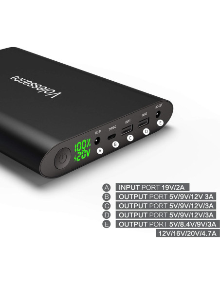 Banco de Energía 50000mAh Volessence para Laptop Carga Rápida Banco de Energía 50000mAh Volessence para Laptop Carga Rápida