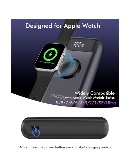 Cargador Portátil Miady 10000mAh para Apple Watch y iPhone Cargador Portátil Miady 10000mAh para Apple Watch y iPhone