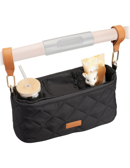 Bolsa Organizadora para Cochecito ZICOTO Negra con 2 Portavasos Bolsa Organizadora para Cochecito ZICOTO Negra con 2 Portavasos