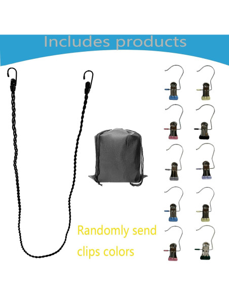 Cuerda de Ropa Portátil Retráctil Pmsanzay 180-230 cm con Clips Cuerda de Ropa Portátil Retráctil Pmsanzay 180-230 cm con Clips