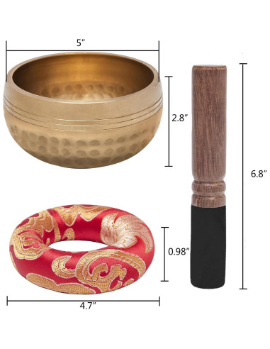 Juego de Cuencos Cantores Tibetanos Tuokrisa 12.7 cm Alivio Estrés