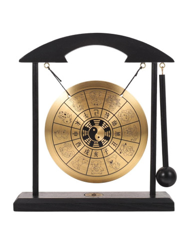 Gong Feng Shui de Bronce con Soporte y Mazo 18.5x20.5cm