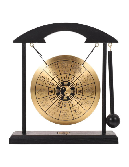 Gong Feng Shui de Bronce con Soporte y Mazo 18.5x20.5cm Gong Feng Shui de Bronce con Soporte y Mazo 18.5x20.5cm