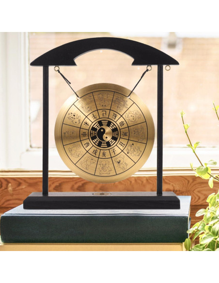 Gong Feng Shui de Bronce con Soporte y Mazo 18.5x20.5cm Gong Feng Shui de Bronce con Soporte y Mazo 18.5x20.5cm