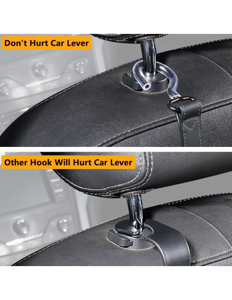 Ganchos para Bolsos de Auto Compuda - 2 Piezas de Cuero Negro Ganchos para Bolsos de Auto Compuda - 2 Piezas de Cuero Negro