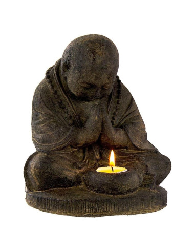 Estatua de Piedra Volcánica Monje Orante 21.59 cm New Age Source