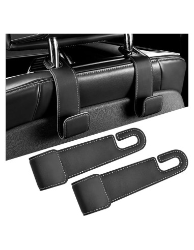 Gancho de Reposacabezas de Asiento de Coche KHGUZ - 2 Piezas Negro