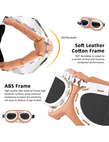 Peicees Paquete de 2 Gafas Vintage para Motocicleta y Bicicleta