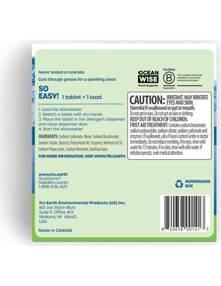 Tabletas de detergente para lavavajillas Tru Earth - 30 tabletas sin fragancia Tabletas de detergente para lavavajillas Tru Earth - 30 tabletas sin fragancia