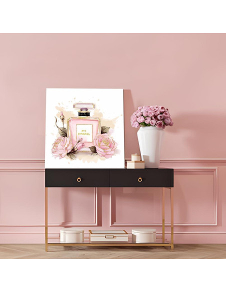 Arte de pared de lienzo Chanel 50.8x50.8 cm floral rosa Arte de pared de lienzo Chanel 50.8x50.8 cm floral rosa