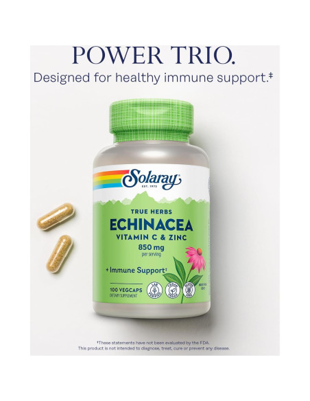 Cápsulas de Echinacea Solaray con Vitamina C y Zinc 850mg Cápsulas de Echinacea Solaray con Vitamina C y Zinc 850mg