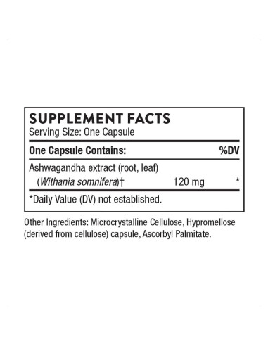Ashwagandha Thorne - Extracto Concentrado 30 Cápsulas - Apoyo Estrés y Energía