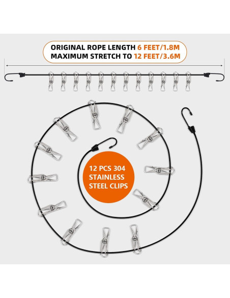Cuerda de Viaje INSFITY con Clips Antideslizantes 1.8-3.6m Cuerda de Viaje INSFITY con Clips Antideslizantes 1.8-3.6m