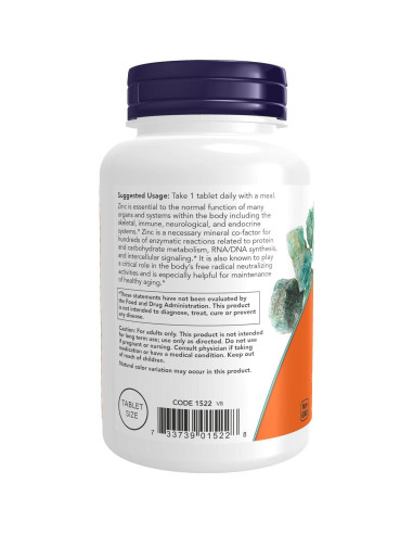 Zinc 50mg 250 Tabletas NOW Foods - Suplemento Mineral