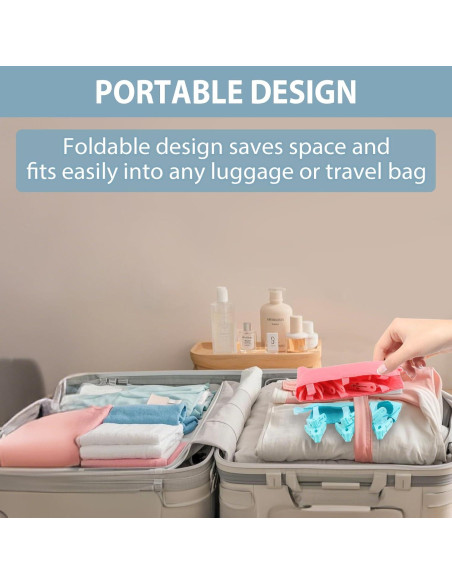 Perchas de viaje TamBee plegables con 6 clips - 3 unidades Perchas de viaje TamBee plegables con 6 clips - 3 unidades