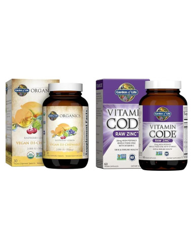Suplemento Vegano Jardín de Vida Vitamina D3 2000 UI + Zinc 30mg