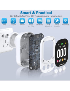 Detector de Monóxido de Carbono Narremcoy HD08 Enchufable 85dB 2