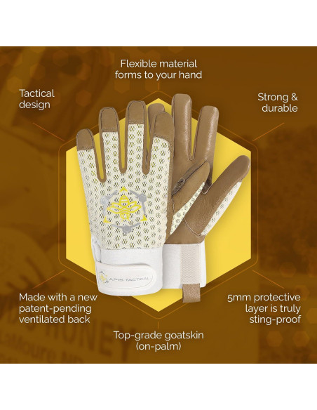 Guantes de Apicultura Apis Tactical Medianos Piel de Cabra Guantes de Apicultura Apis Tactical Medianos Piel de Cabra