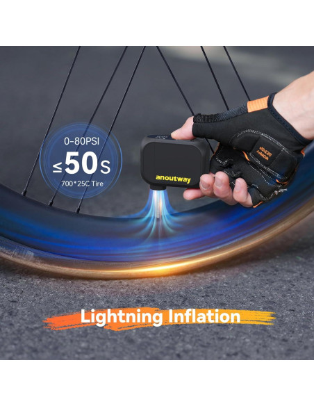 Mini bomba de bicicleta Anoutway 120 PSI portátil con manómetro Mini bomba de bicicleta Anoutway 120 PSI portátil con manómetro