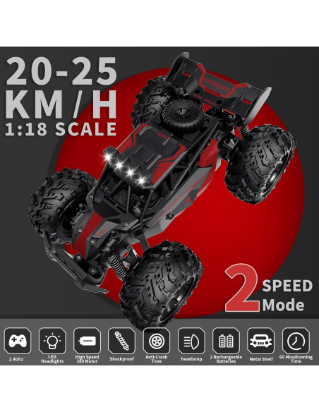 Coche RC Carox 1:16 Monstruo Todo Terreno 25 km/h LED Coche RC Carox 1:16 Monstruo Todo Terreno 25 km/h LED