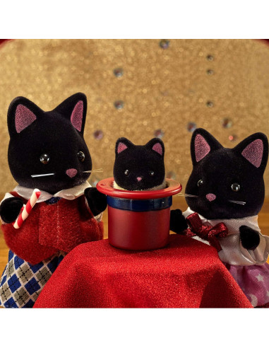 Familia de Gatos Medianoche Calico Critters con 4 Figuras