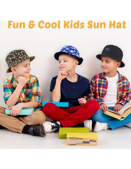 Sombrero de Sol Reversible HONGTEYA UPF 50+ Niños 8-13 Años Sombrero de Sol Reversible HONGTEYA UPF 50+ Niños 8-13 Años
