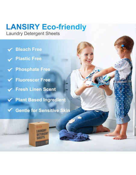 Hojas de detergente LANSIRY 200 cargas aroma lino fresco Hojas de detergente LANSIRY 200 cargas aroma lino fresco