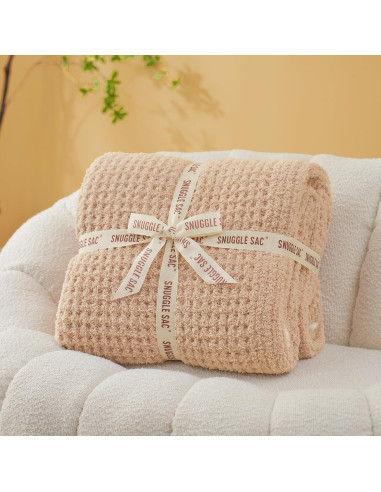 Manta de Waffle Snuggle Sac Beige 127x152 cm Microfibra Suave