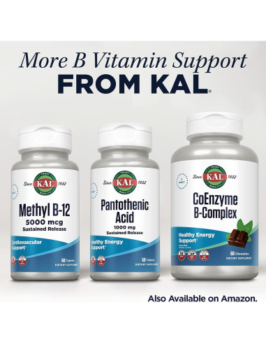 KAL Ácido Pantoténico 1000mg Vegano - 50 Tabletas