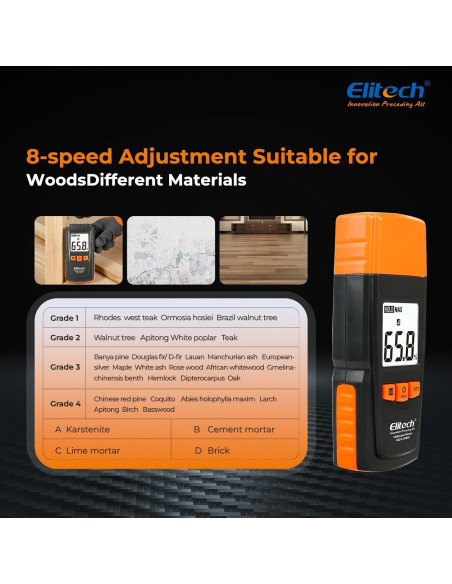 Medidor de Humedad Digital Elitech MOT-270W para Madera y Materiales Medidor de Humedad Digital Elitech MOT-270W para Madera y Materiales