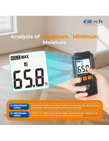 Medidor de Humedad Digital Elitech MOT-270W para Madera y Materiales