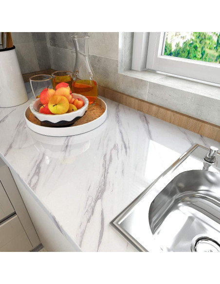 Papel Contacto Autoadhesivo LaCheery Mármol Blanco Gris 3.72 m Papel Contacto Autoadhesivo LaCheery Mármol Blanco Gris 3.72 m