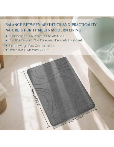 Alfombra de Baño Antideslizante SHUSHIYAJU 61x39cm Gris