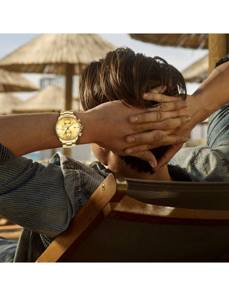 Reloj de Negocios para Hombre GOLDEN HOUR Cronógrafo Cuarzo Acero Inoxidable Reloj de Negocios para Hombre GOLDEN HOUR Cronógrafo Cuarzo Acero Inoxidable