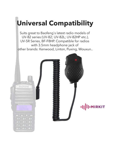 Micrófono de Altavoz Baofeng UV-82 PTT Compatible Radios